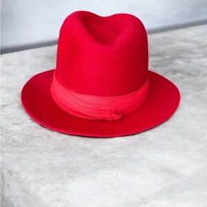 Elegant Red Harley Davidson Wool Women's Fedora Hat